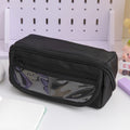 Canvas pencil case with multi-layer flip design in Korean style showing six colour options