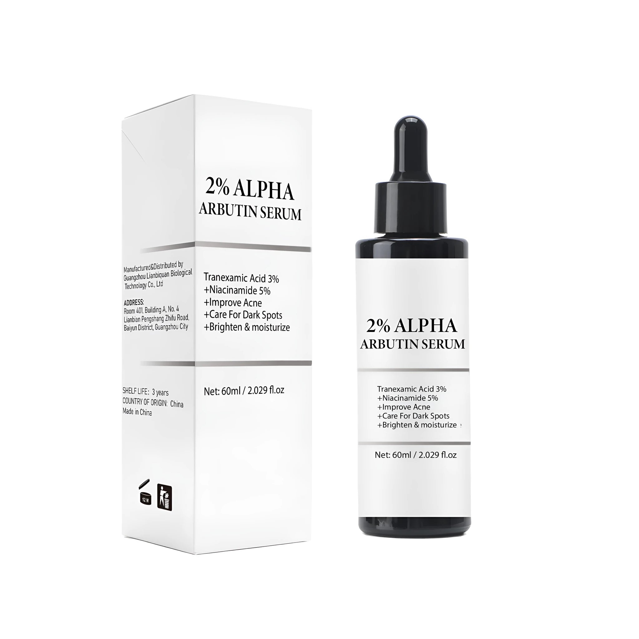 Alpha arbutin facial care solution bottle, 60ml, style FPB009
