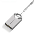 Mini metal USB flash drive in black and silver colours showing compact size