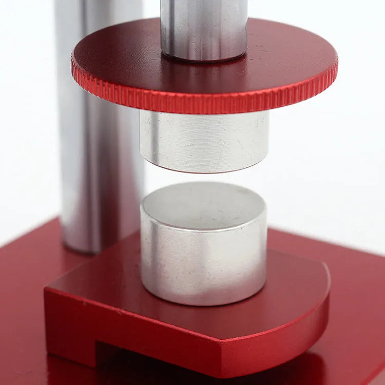 Watch repair spiral cap presser tool with twenty plastic moulds for different watch case sizes