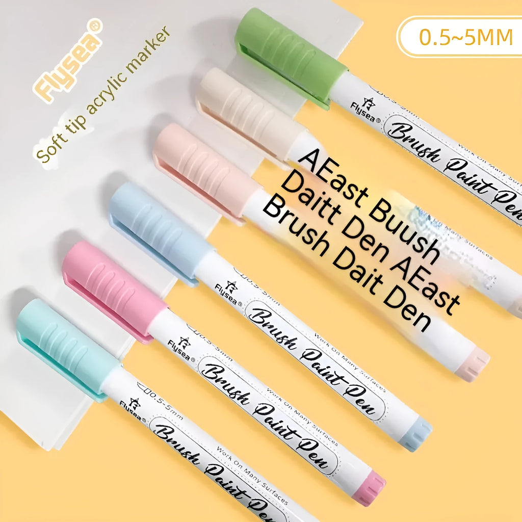 Soft head gouache pen set for hand account painting and greeting card art with pressure-free acrylic tips
