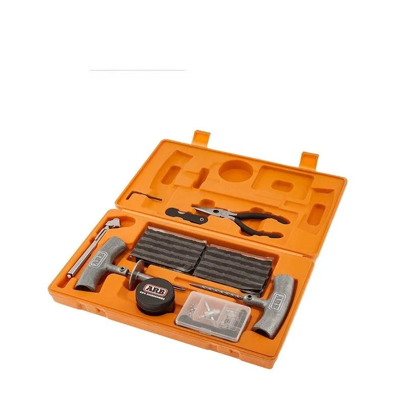 Speedy Seal emergency tyre repair tool kit with pressure gauge in high-visibility case