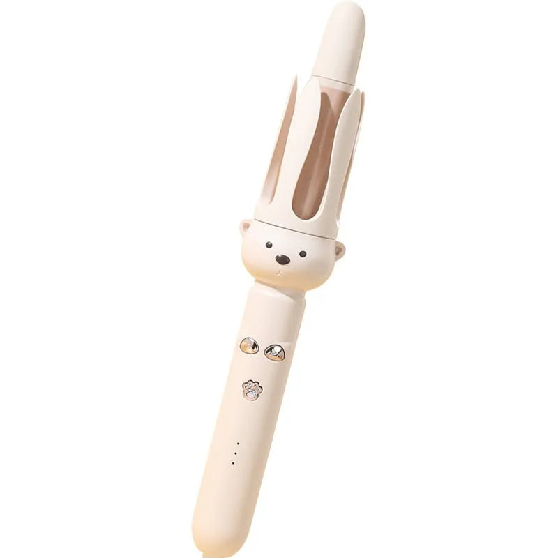 Beige anion automatic hair curler with negative ion technology and hair stick accessory