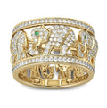 Alloy elephant ring with full diamond decoration showing AJZ1935 elephant colour finish