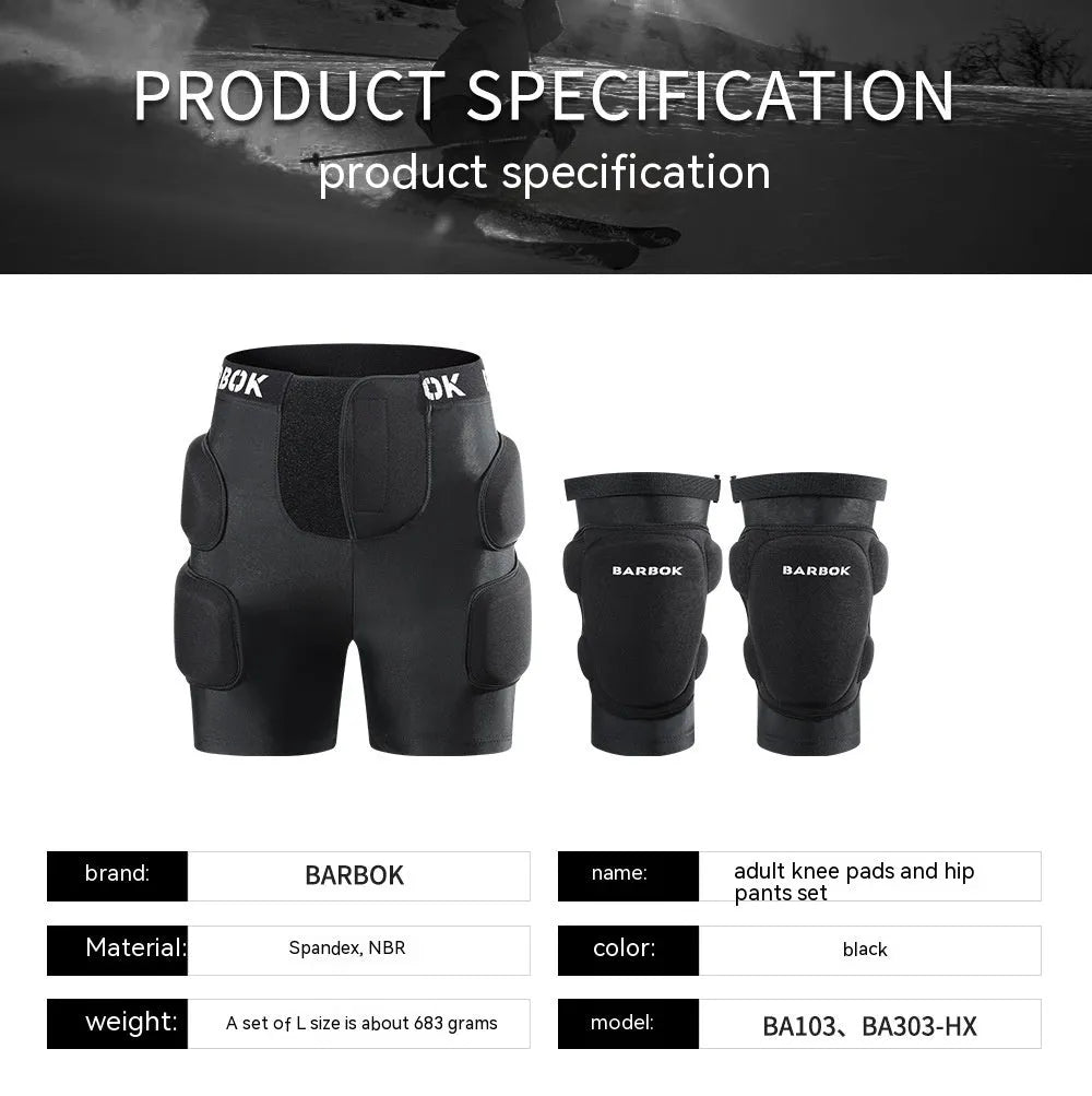 Black hip pad protection pants with NBR padding for roller skating and skateboard safety
