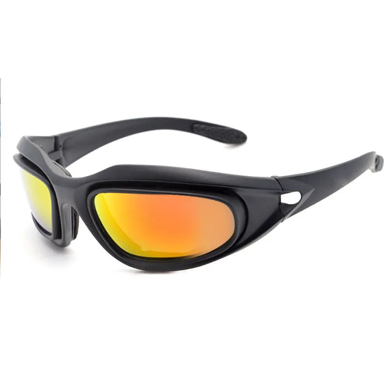 Polarised tactical sunglasses with PC frame for outdoor cycling use in sports style full rim design