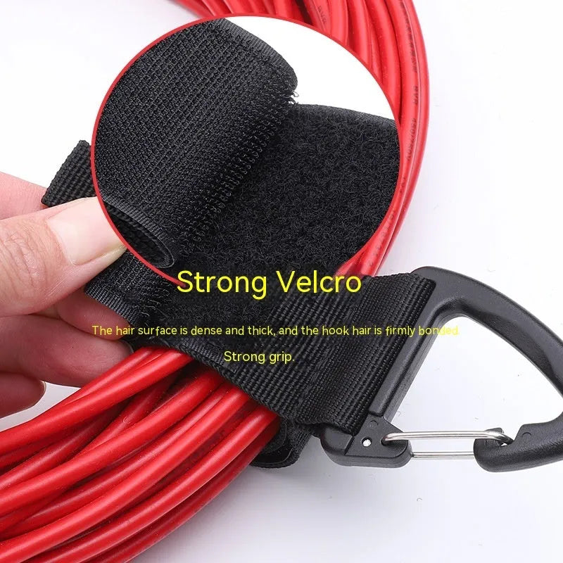 Black gravity strap climbing storage organiser with carabiner hook in three size variations