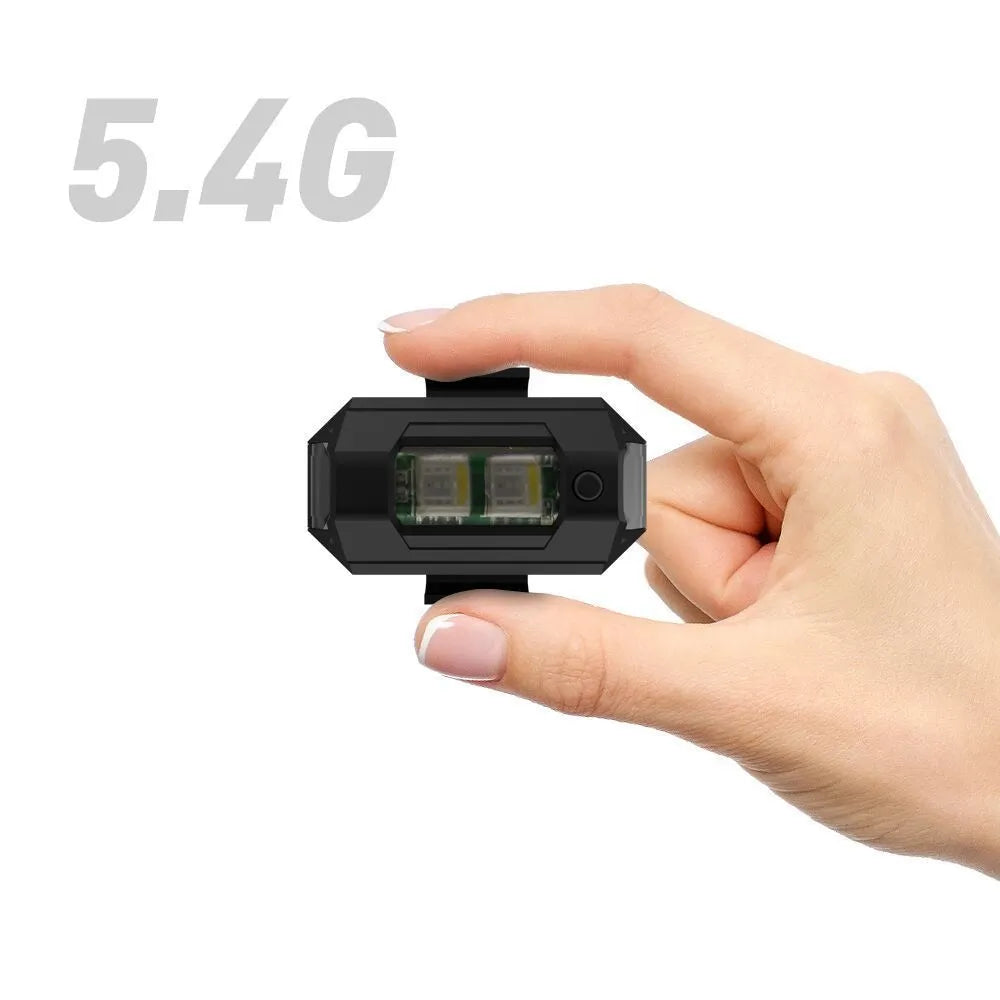 Drone signal light with 7-colour LED strobe, universal mounting accessories, and Type-C charging cable