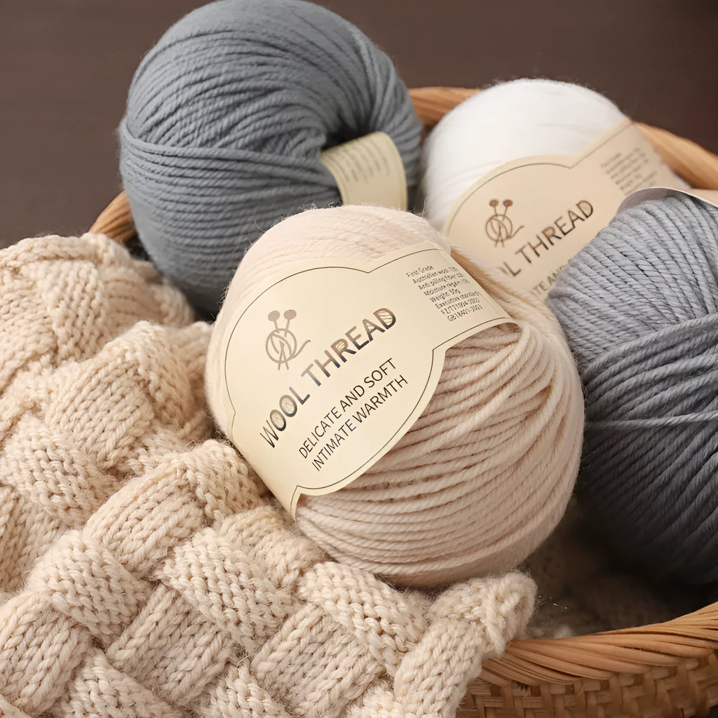 Roll of woolen hand knitting yarn for baby garments in various colours