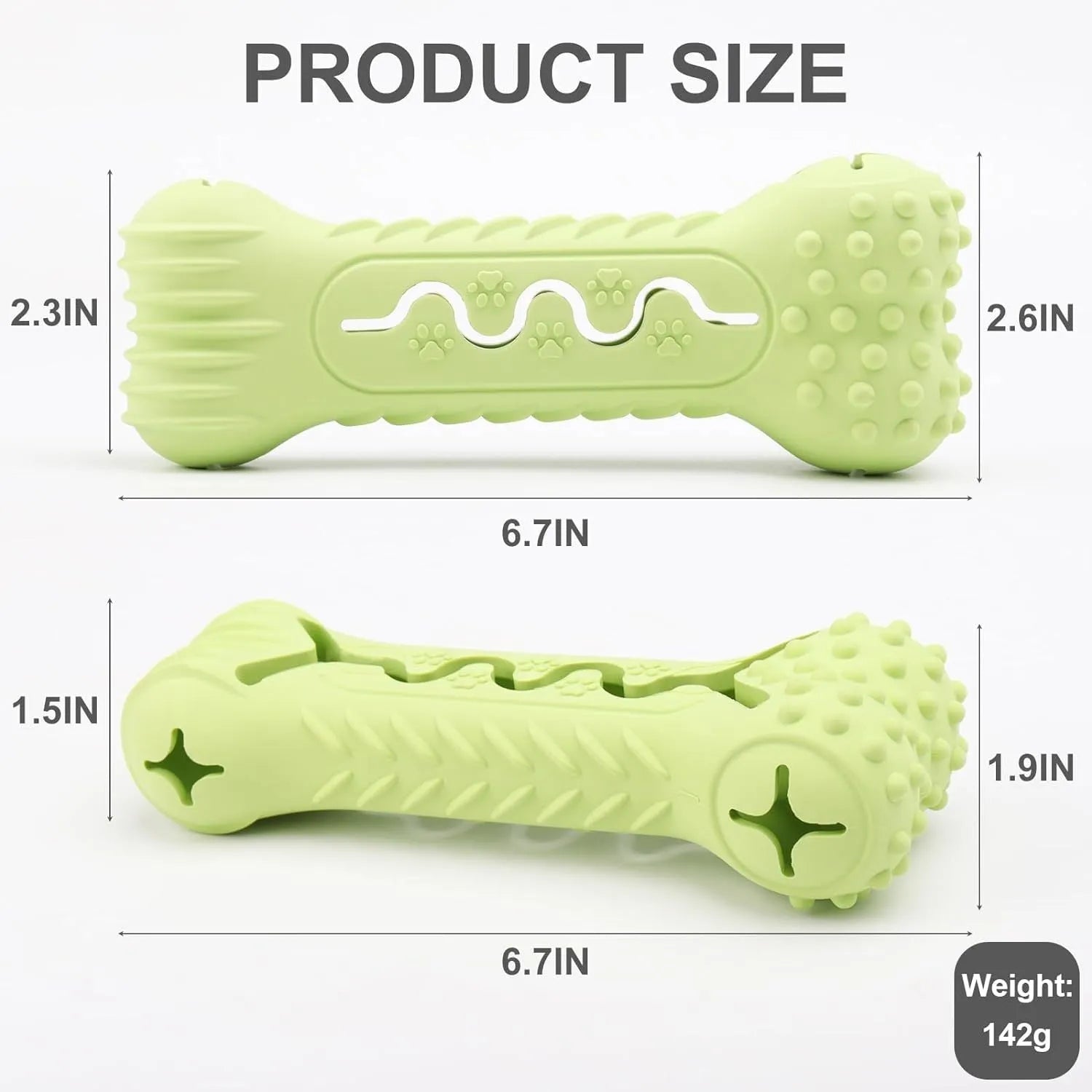 Blue natural rubber bone-shaped dog chew toy for aggressive chewers with textured teeth-cleaning surface