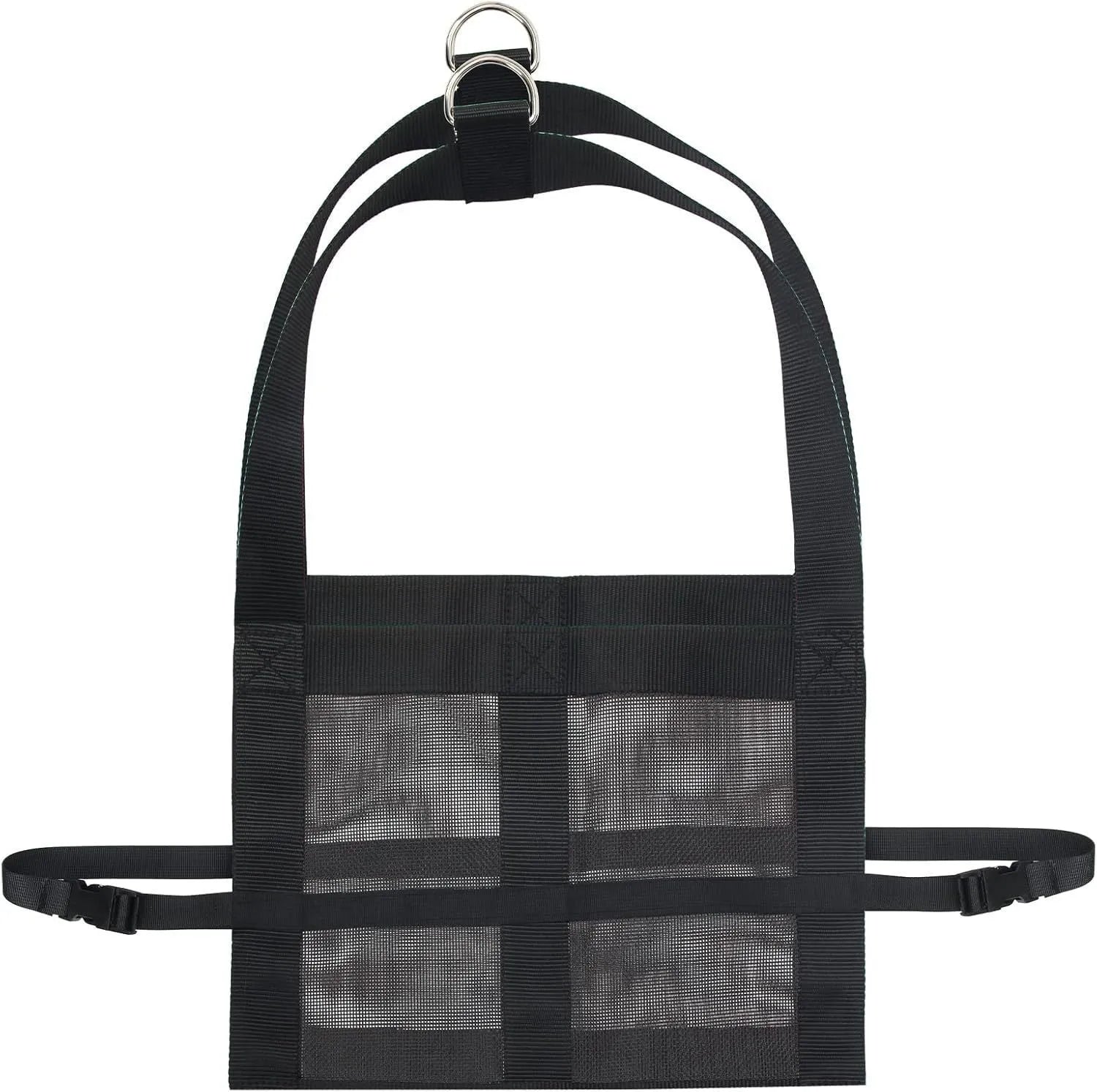 Black woven polyester calf large dog weighing sling measuring 35 by 150 centimetres.