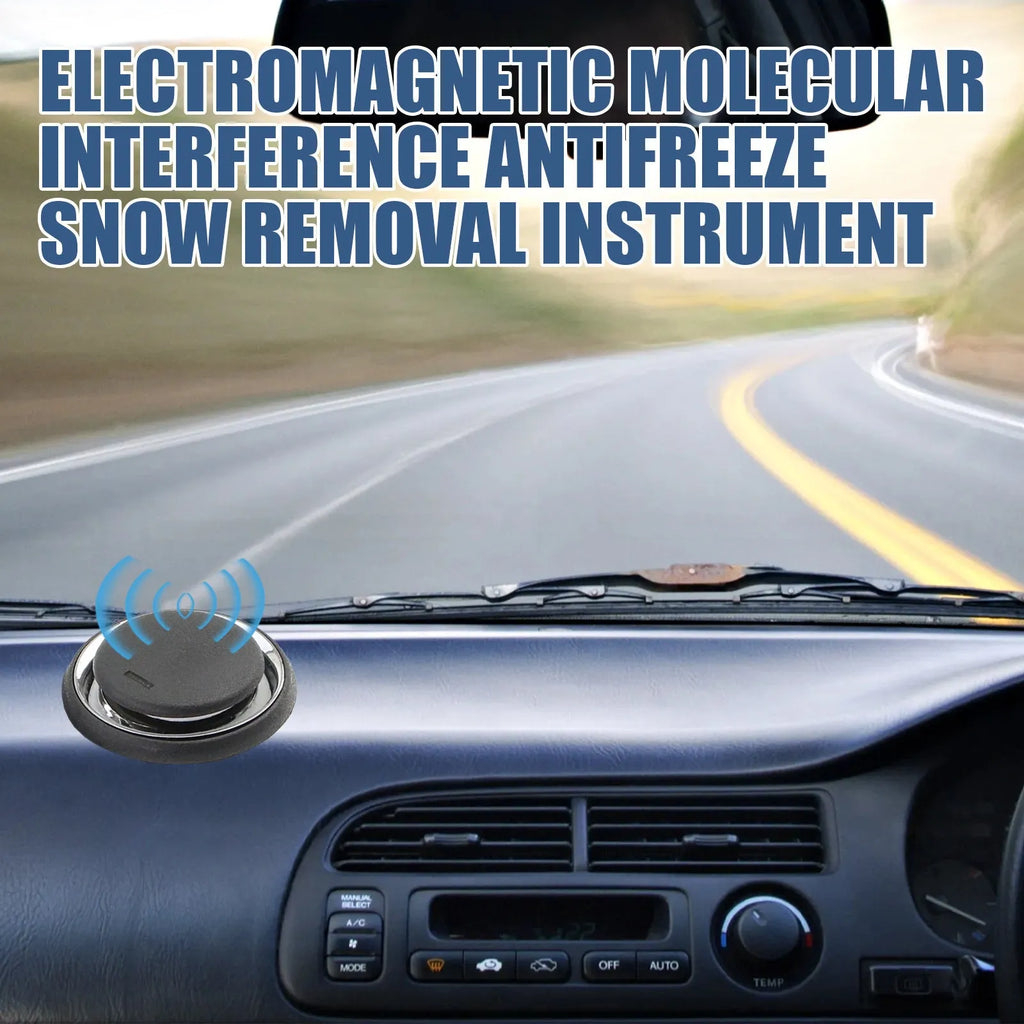 Black portable car deicing and snow melting instrument, 7.4cm wide.