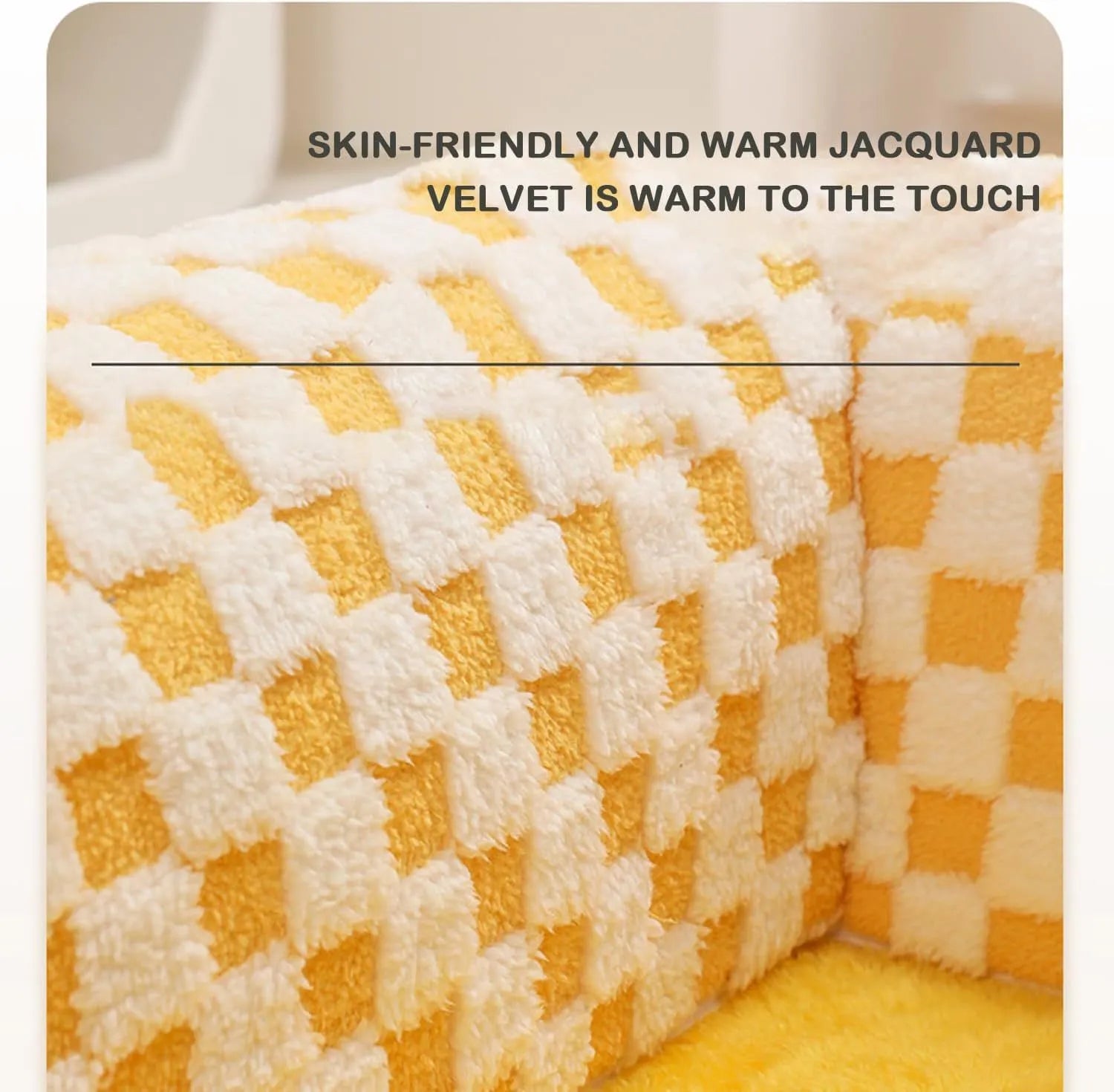 XL fan-shaped plaid pet bed tunnel for dogs and cats in plush fabric with anti-slip base