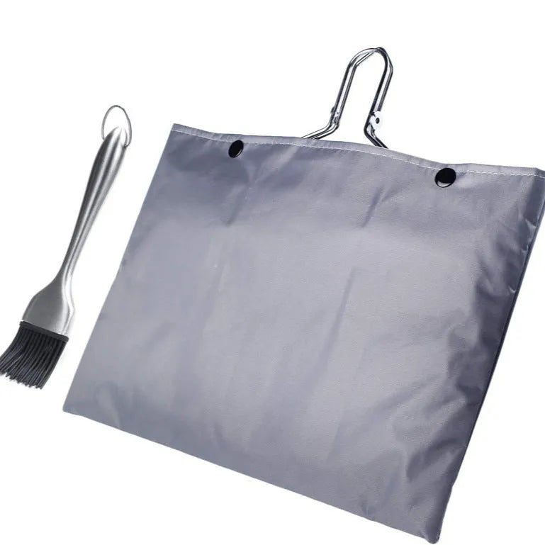 Stainless steel square folding barbecue mesh basket with cleaning brush