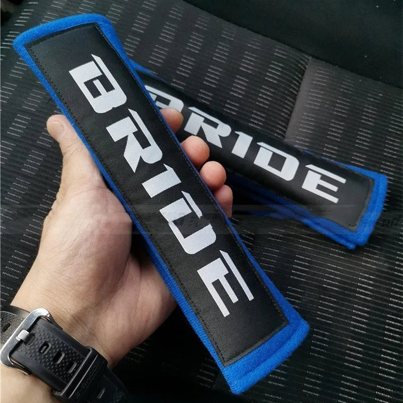 Black, blue and red cotton sponge cloth car safety belt shoulder pads with embroidery weaving