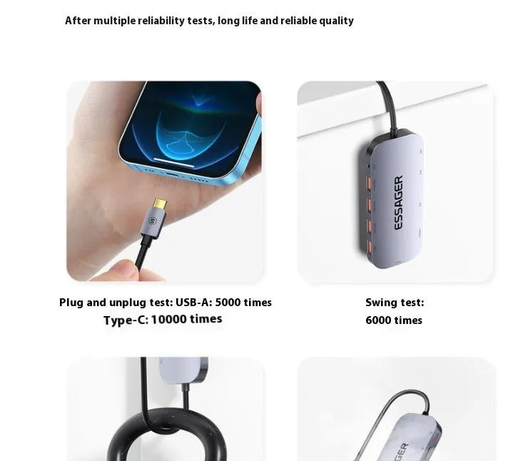 11-in-1 USB-C expansion docking station with Gigabit Ethernet port and a 20cm attached cable