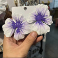 Alloy flower stud earrings with oil-spot glaze finish in blue, green, purple, and rose colour options