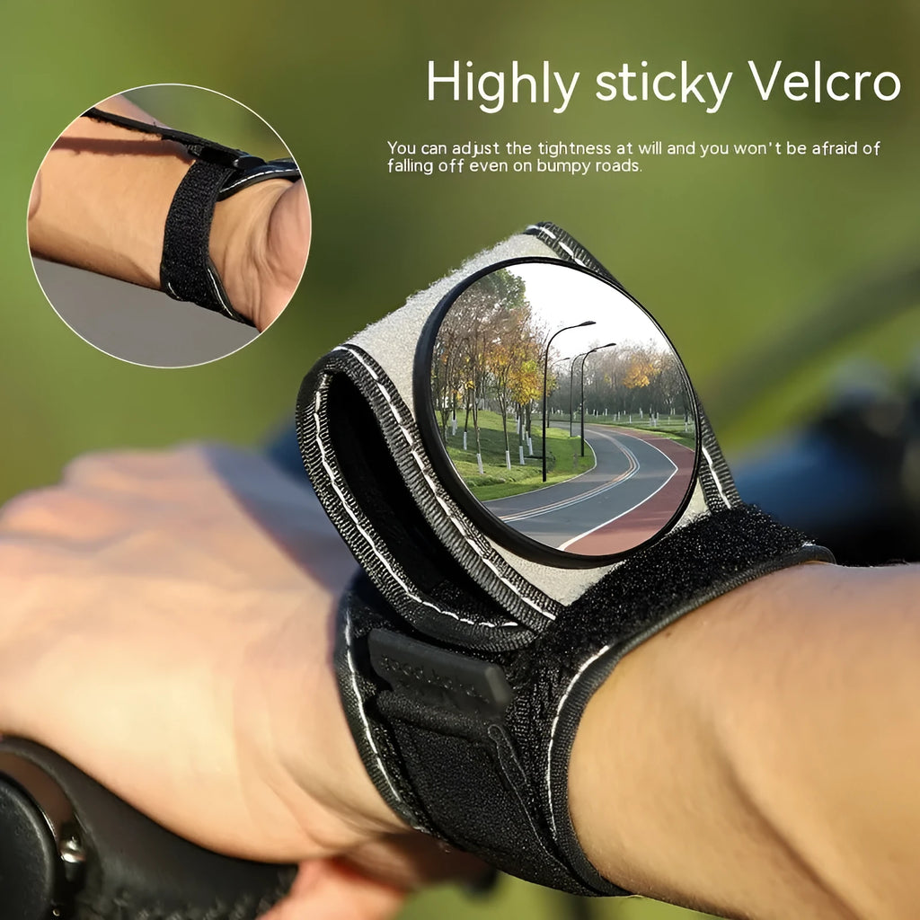 Black nylon cycling wrist rear-view mirror for bicycle safety