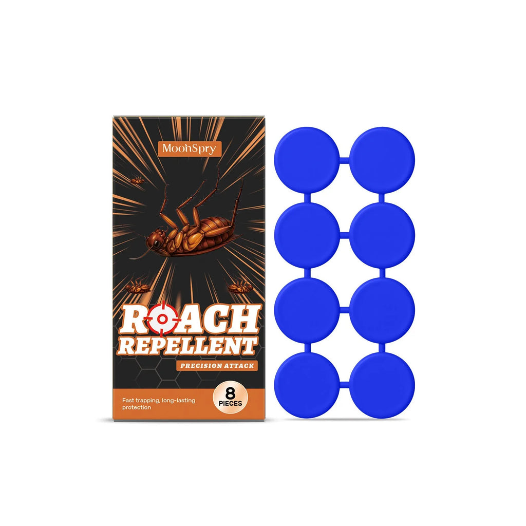 Cockroach killer bait sticker pack containing eight adhesive traps for indoor kitchen pest control