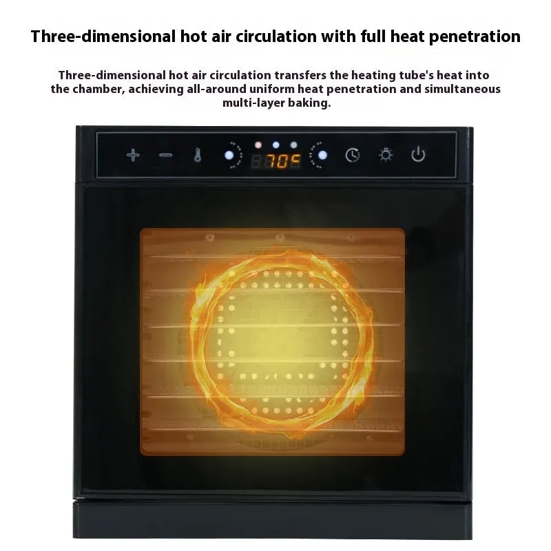 Stainless steel fruit dehydrator with 6 or 8 layers and LED panel for drying food