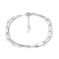 Double-layer titanium steel women's bracelet with geometric shape and linear design elements in gold or silver finish