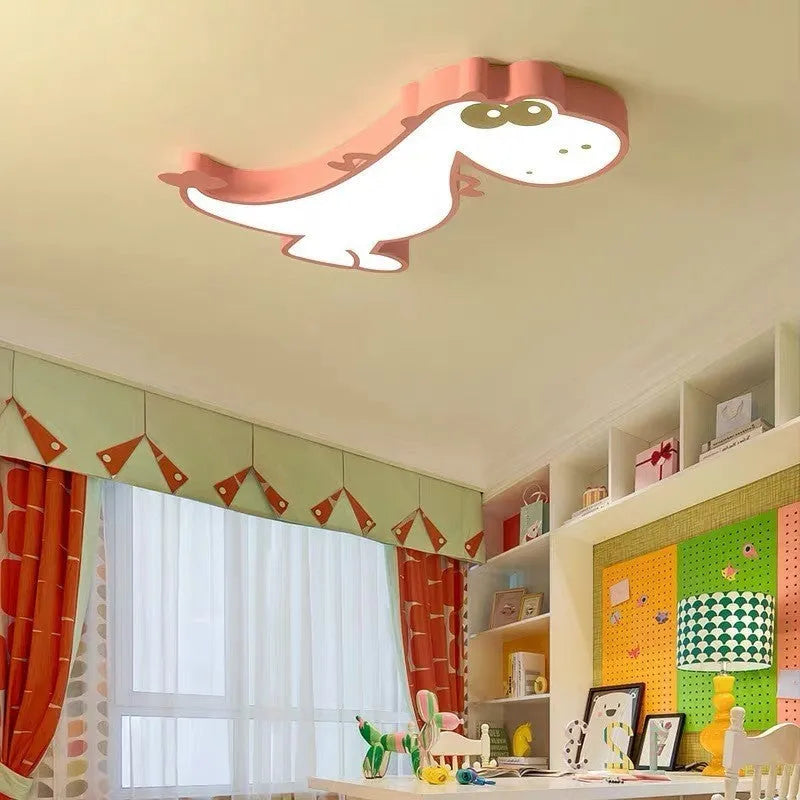 Cartoon dinosaur ceiling light with 48cm diameter PVC shade and aluminium fixture