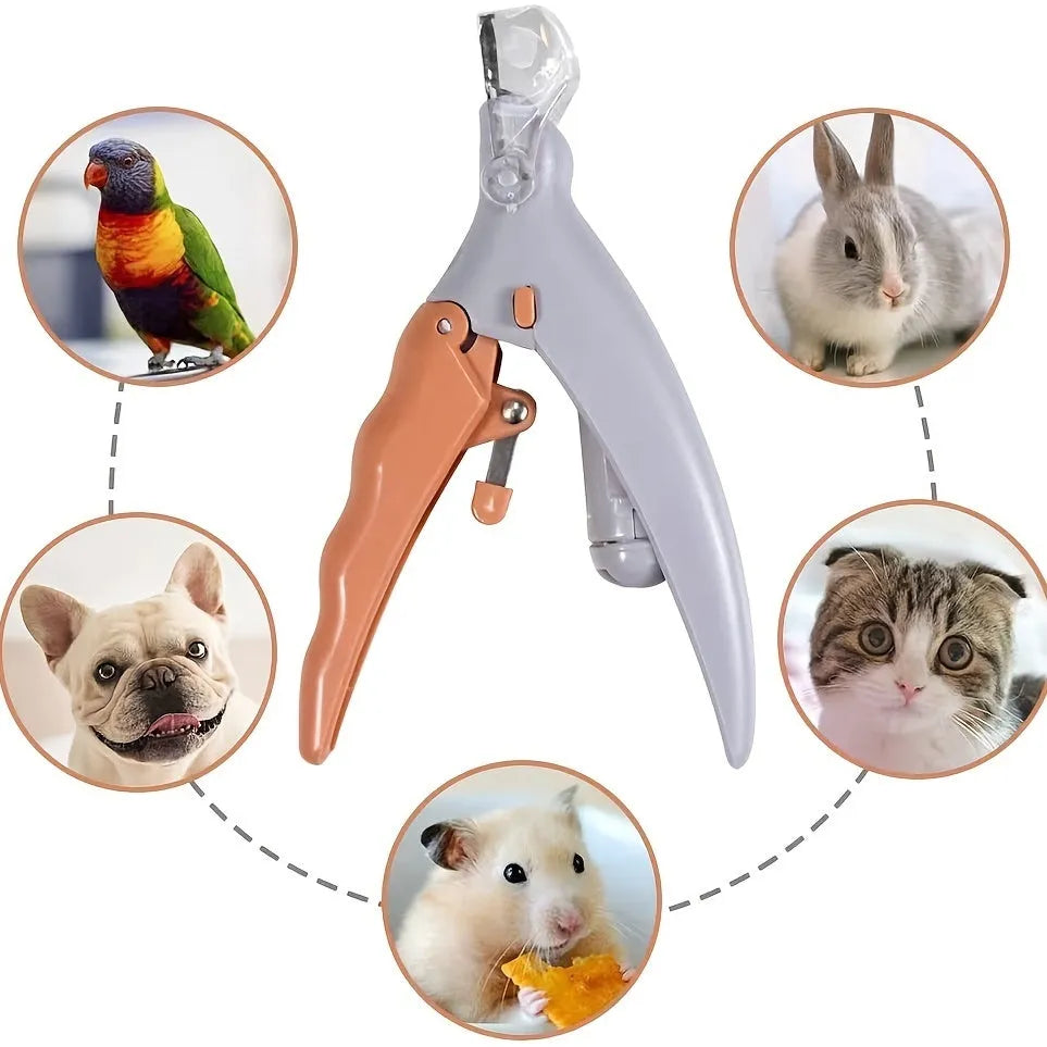 Yellow LED pet nail trimmer with magnifying glass and lights for trimming cat and dog nails