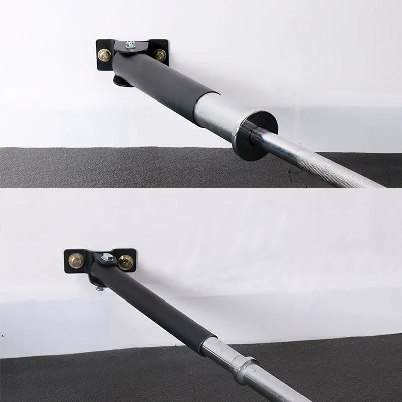 Wall-mounted steel barbell gun barrel rack with 25 tube holders for rod storage
