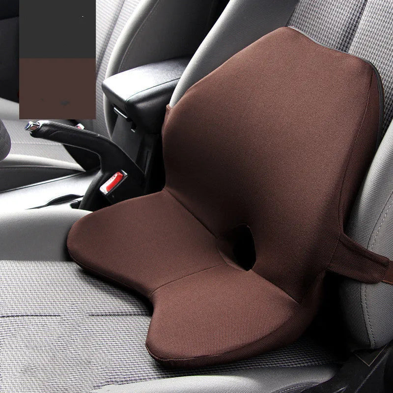 Car seat waist support cushion with adjustable straps in a choice of colours