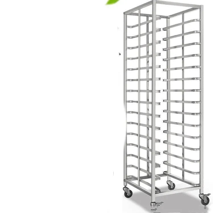 Six-layer stainless steel baking tray rack with locking mechanism for 40x60cm commercial trays