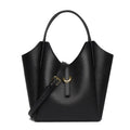 Genuine leather women's bucket handbag with file compartment in retro European style