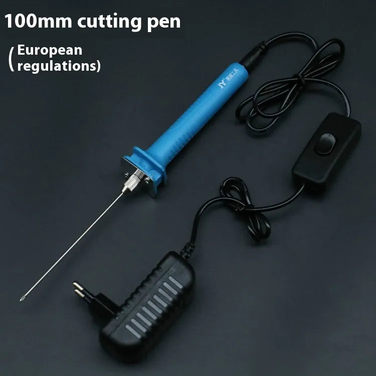Blue electric heating cutter with plastic handle for cutting foam polystyrene and pearl cotton boards