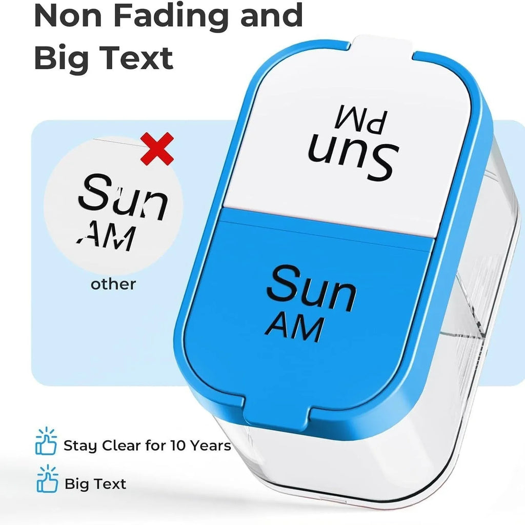 Amazon portable medicine dispenser with 14 removable compartments in rainbow colour option