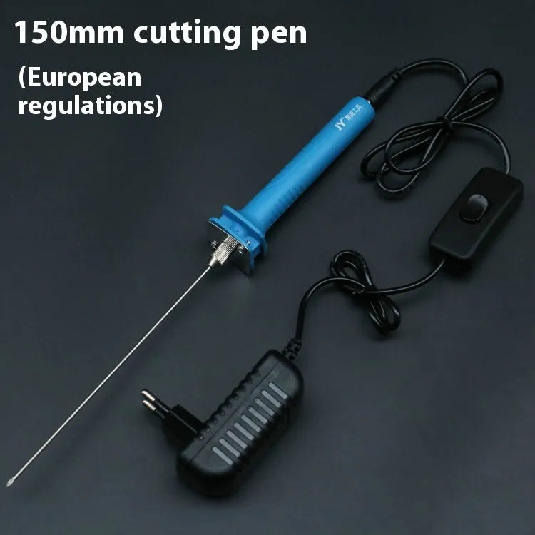 Blue electric heating cutter with plastic handle for cutting foam polystyrene and pearl cotton boards