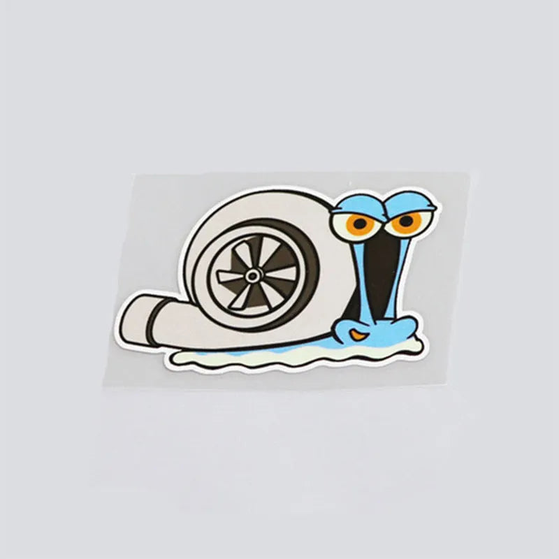 Reflective car sticker with cartoon snail design measuring 12x8cm for bumper application