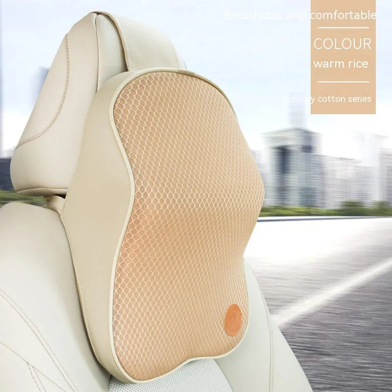 Memory foam car headrest pillow and lumbar support set in black colour option