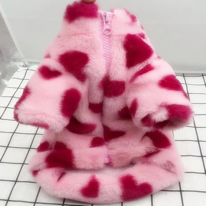 Pink polyester warm coat for small dog breeds like Teddy or Pomeranian