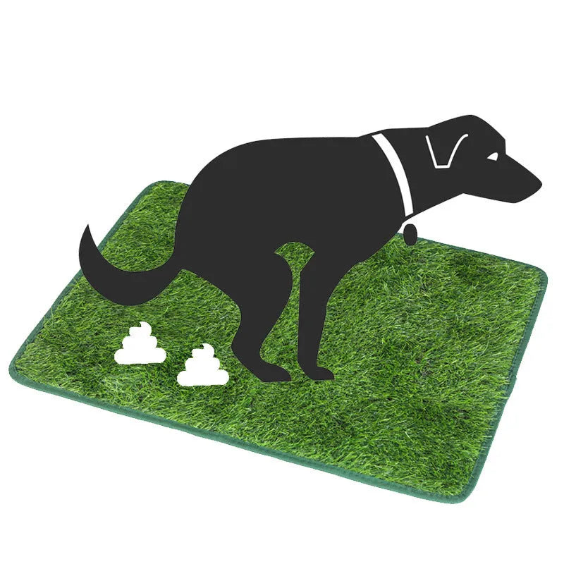Artificial grass pet toilet training mat shown in three sizes for dogs and cats indoors