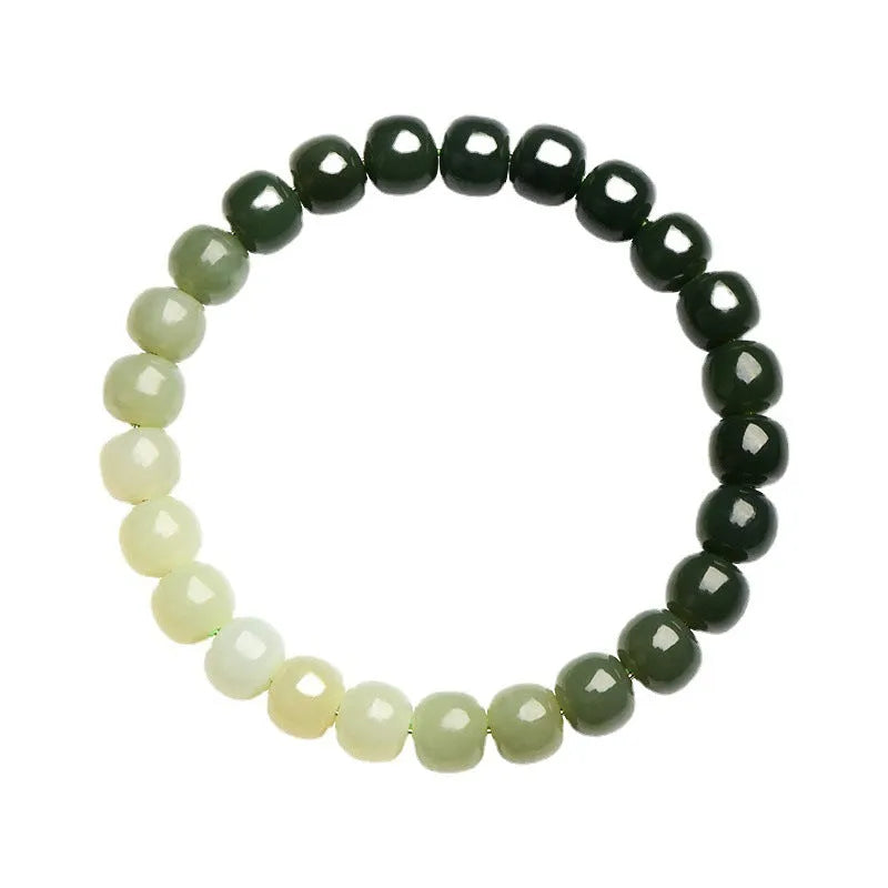 Natural Hetian Jade sunny water gradient bracelet with polished beads in clear water colours