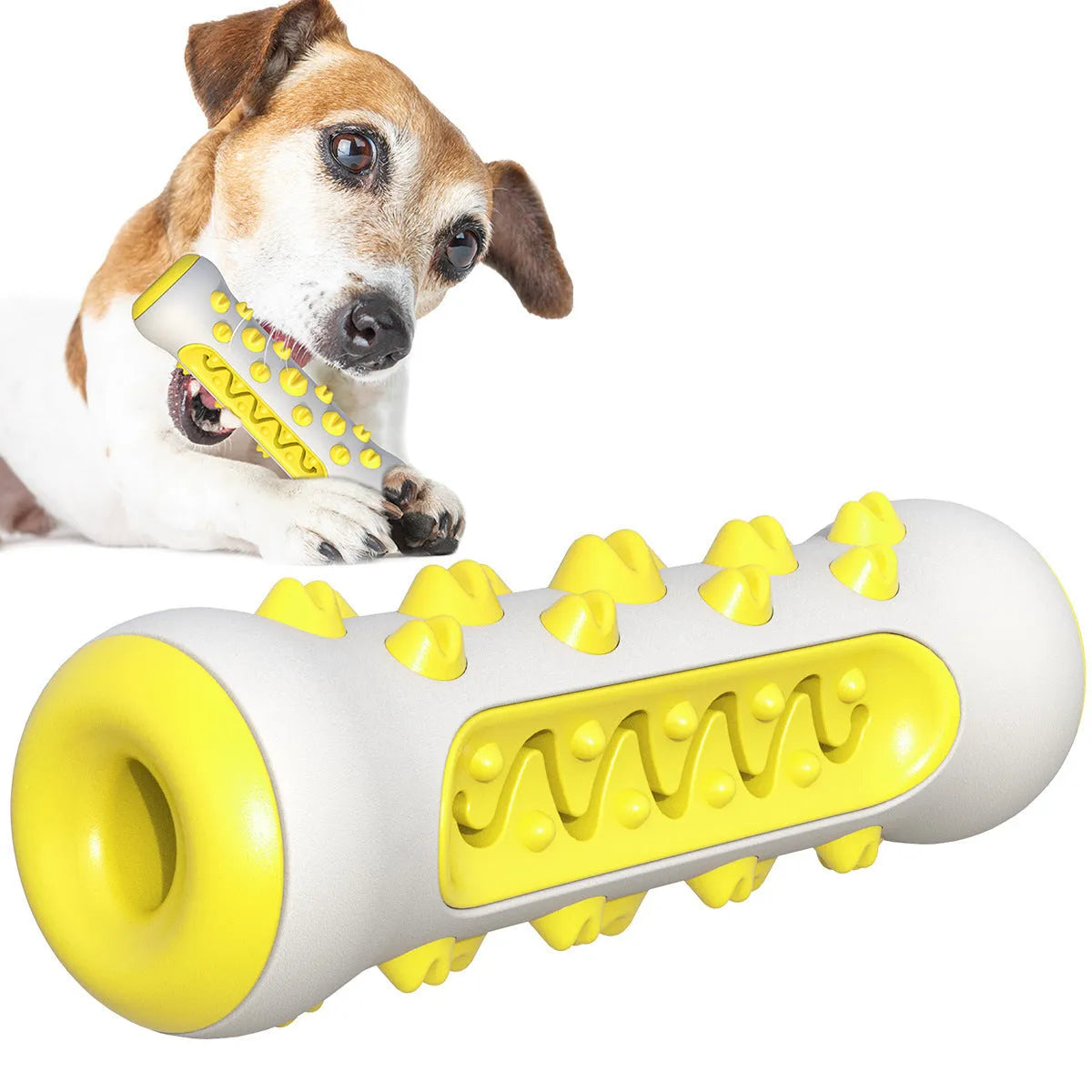 15 cm natural rubber dog dental chew toy in blue, green, yellow, or black blue for teeth cleaning