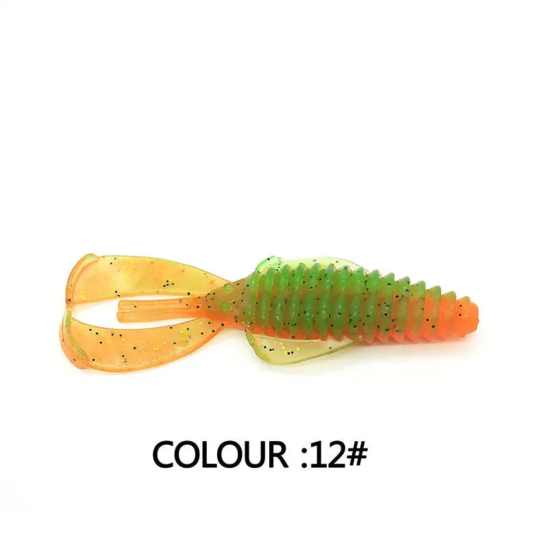 PVC fishing soft bait lure in 8cm and 12cm sizes with multiple colour options for anglers