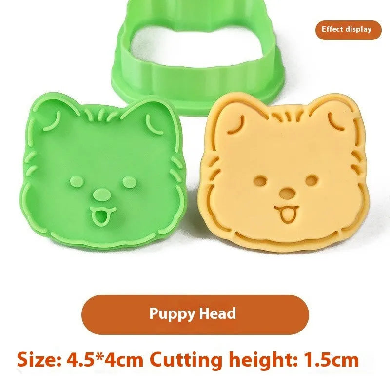 3D plastic puppy cartoon biscuit mould with seven design options