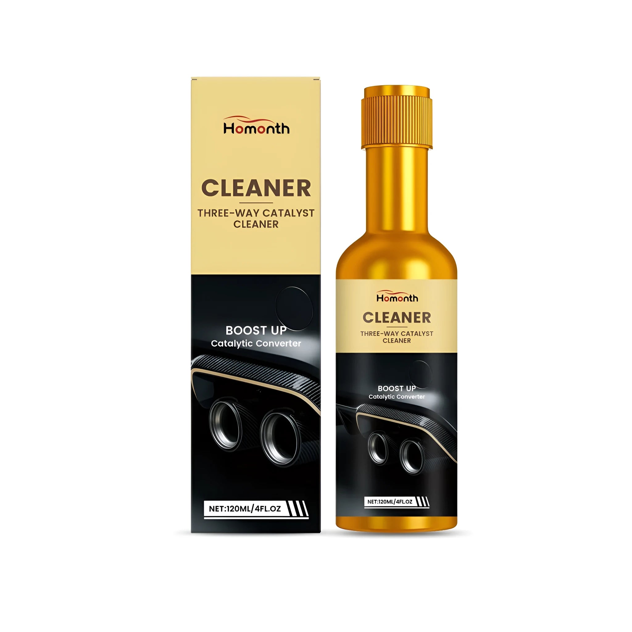 120ml bottle of catalytic converter cleaner with polyether amine formula for engine maintenance