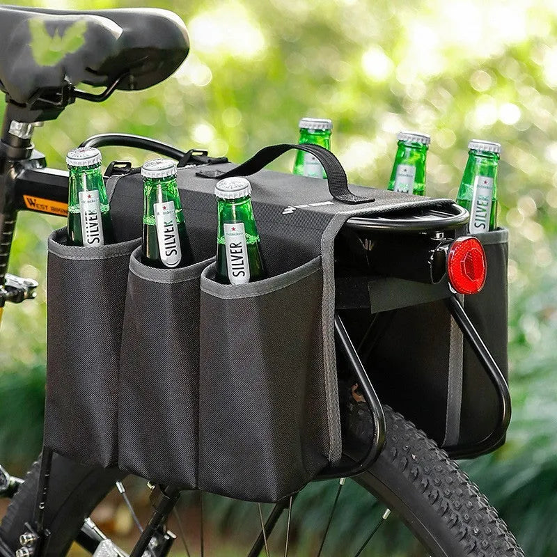 Bicycle double-sided beverage anti-scratch shelf bag in black or blue orange colour