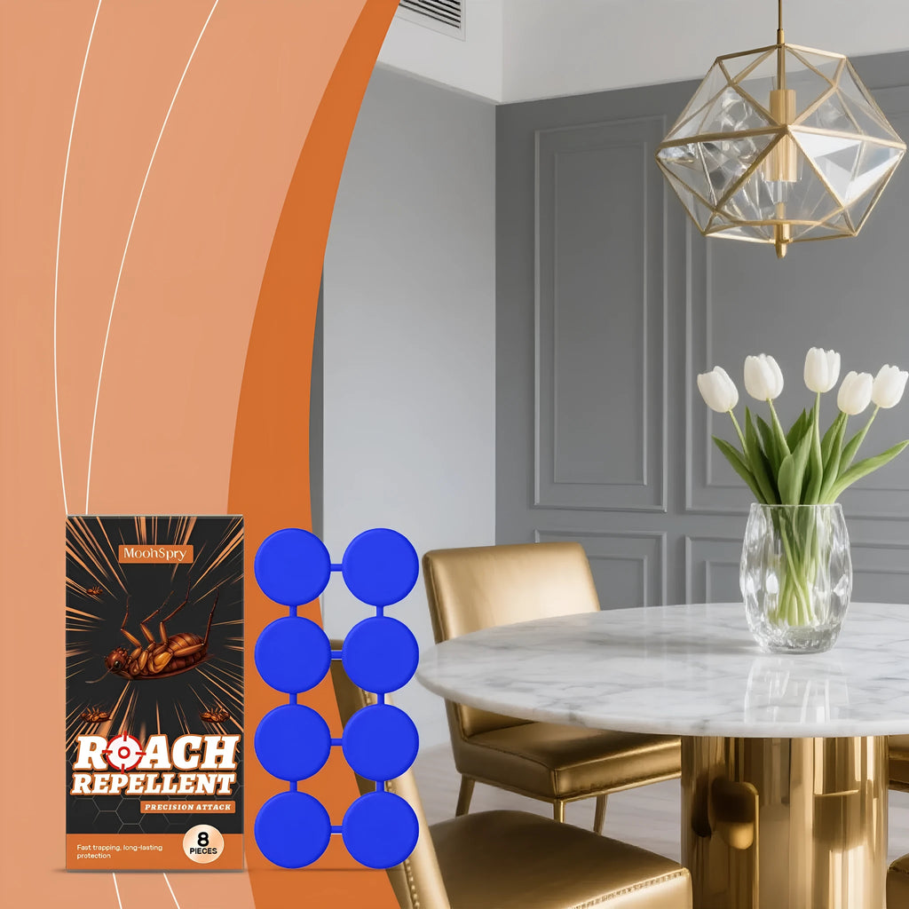 Cockroach killer bait sticker pack containing eight adhesive traps for indoor kitchen pest control