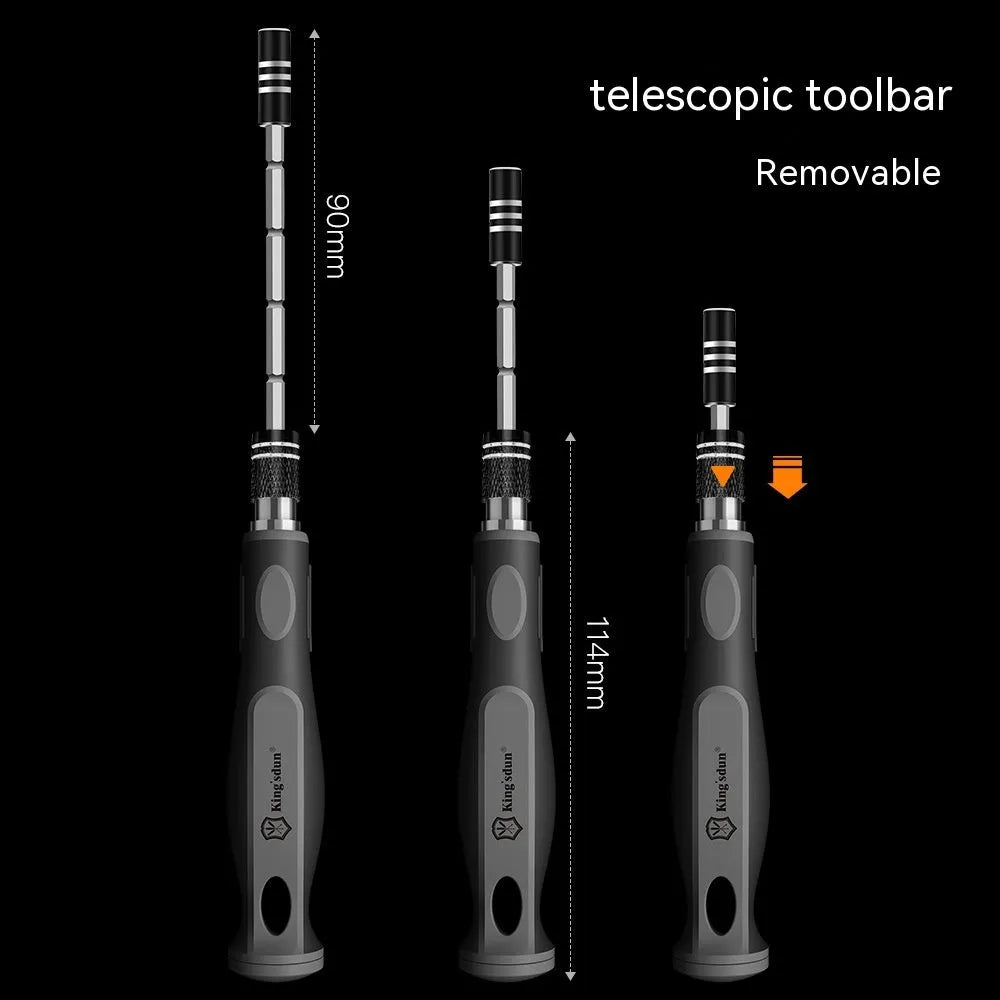 32 in 1 screwdriver set with 30 bits in a neutral coloured plastic case, dimensions 130mm.