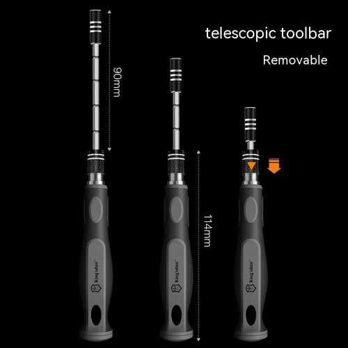 32 in 1 screwdriver set with 30 bits in a neutral coloured plastic case, dimensions 130mm.