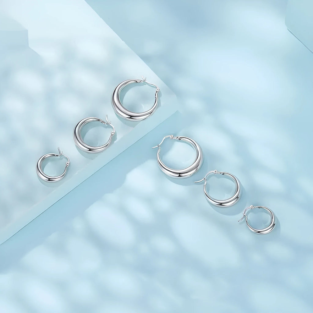 Copper geometric ring ear clip earrings for women in three size options