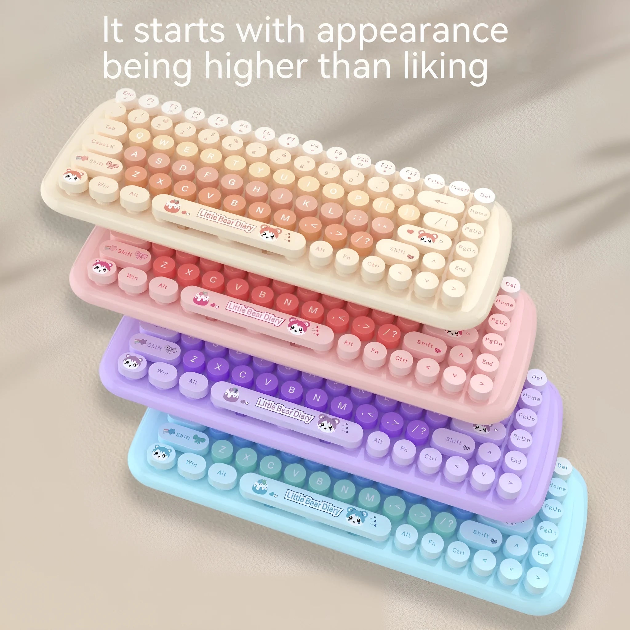 Pink wireless keyboard and mouse set with compact design for desk use