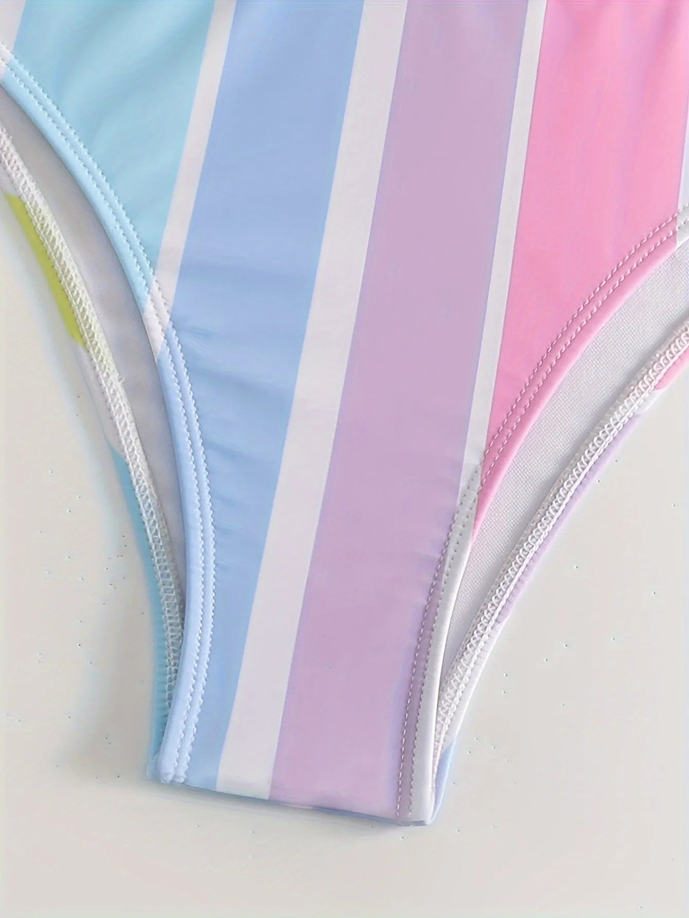 Women's striped bikini swimwear set with brief style and sports casual design